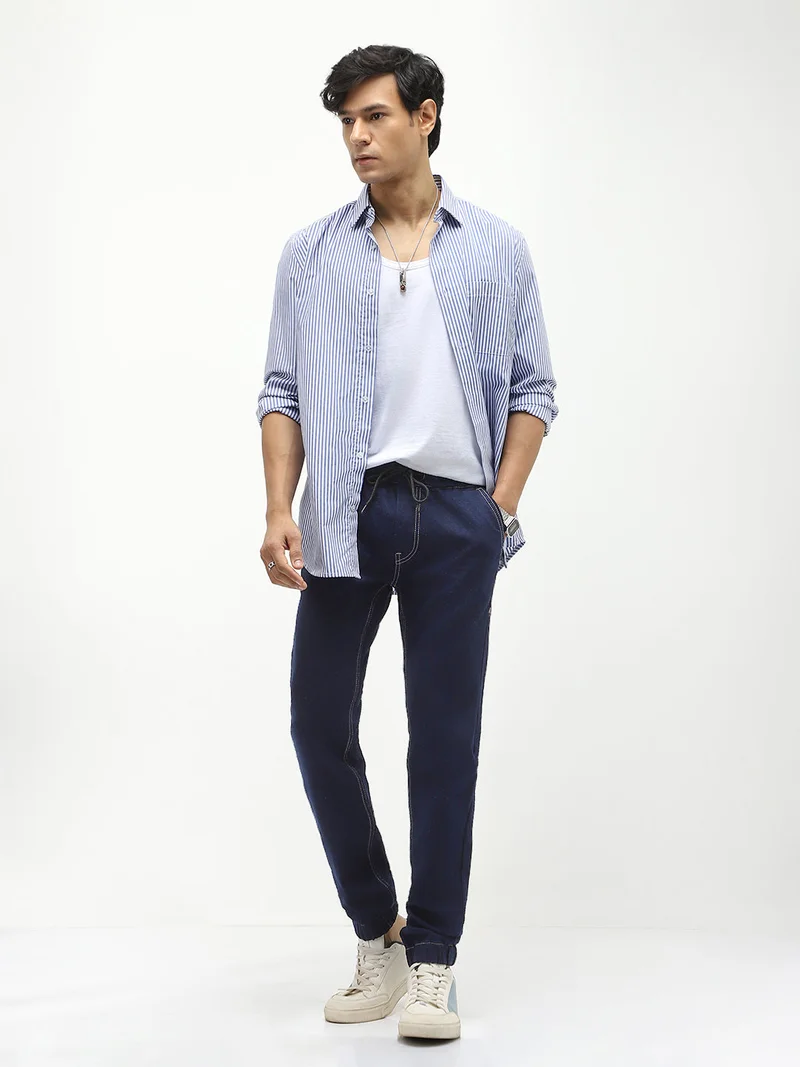 Urbano Fashion  Urbano Fashion Men's Dark Blue Jogger Jeans Slim Fit Stretch for Men | Best Price UAE